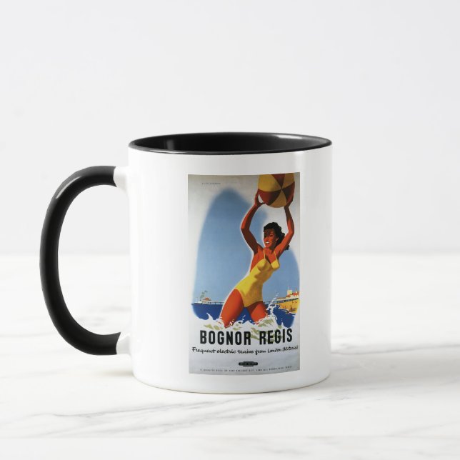 British Railways Girl and Beachball Poster Mug (Left)