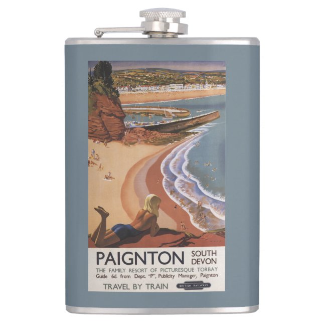 British Railways Girl Looking over a Cliff Flask (Front)