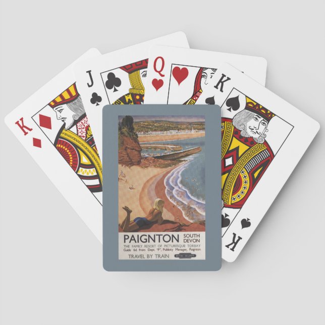 British Railways Girl Looking over a Cliff Poker Cards (Back)