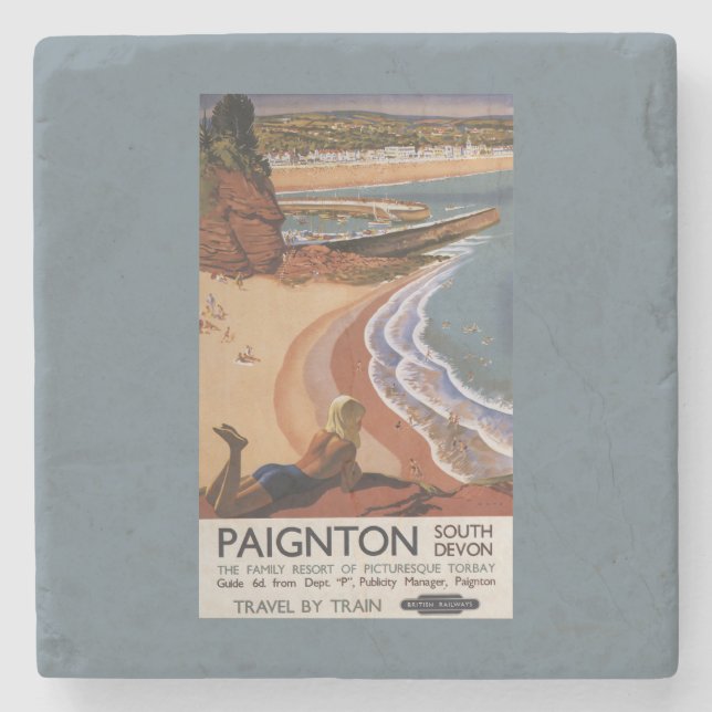 British Railways Girl Looking over a Cliff Stone Coaster (Front)