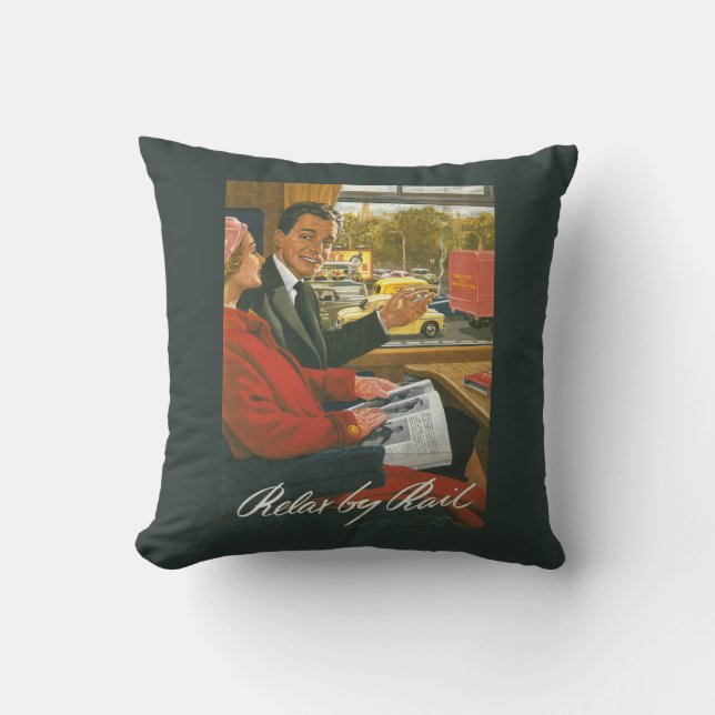 British Railways Relax by Rail Poster Throw Pillow (Front)