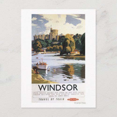 British Railways Windsor Castle Thames Poster Postcard