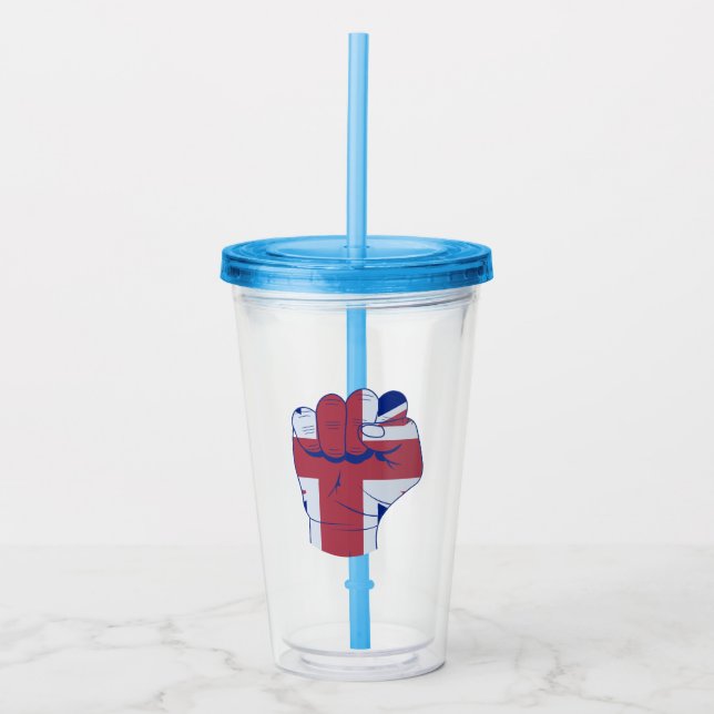 British Raised Fist Acrylic Tumbler (Front)