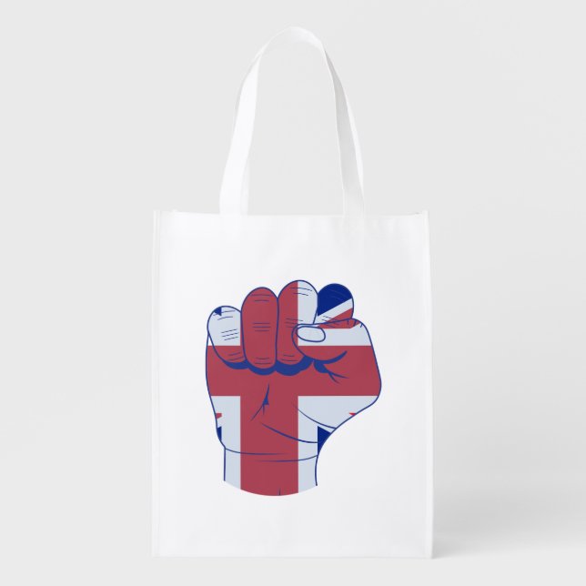 British Raised Fist Grocery Bag (Front)