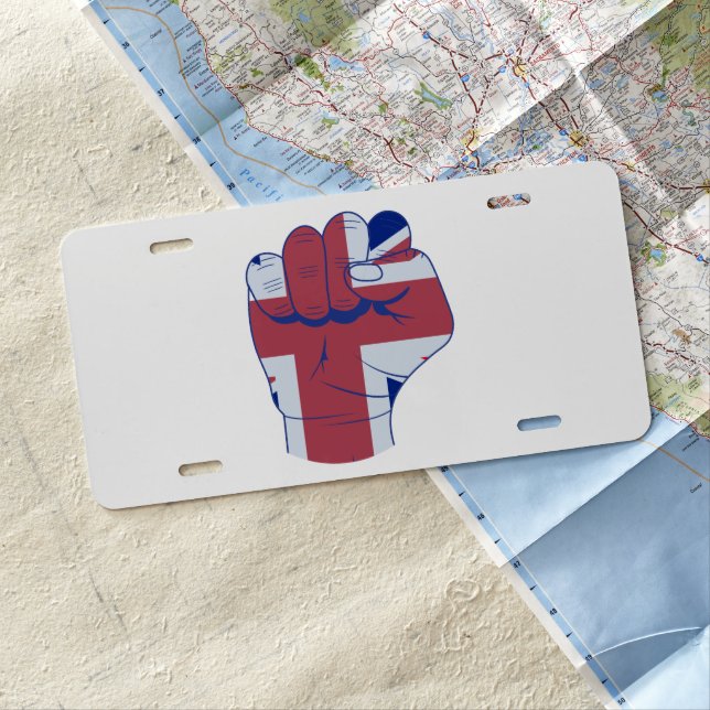 British Raised Fist License Plate (In Situ)