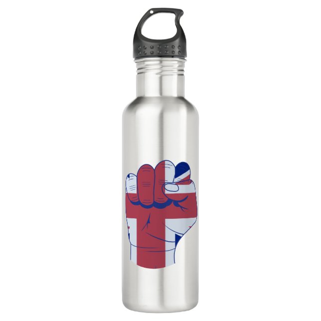 British Raised Fist Stainless Steel Water Bottle (Front)