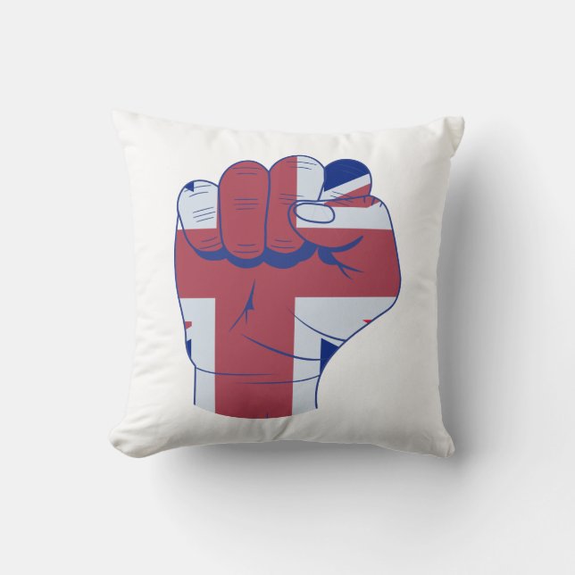 British Raised Fist Throw Pillow (Front)