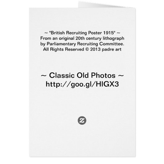 British Recruiting Poster 1915 (Back)