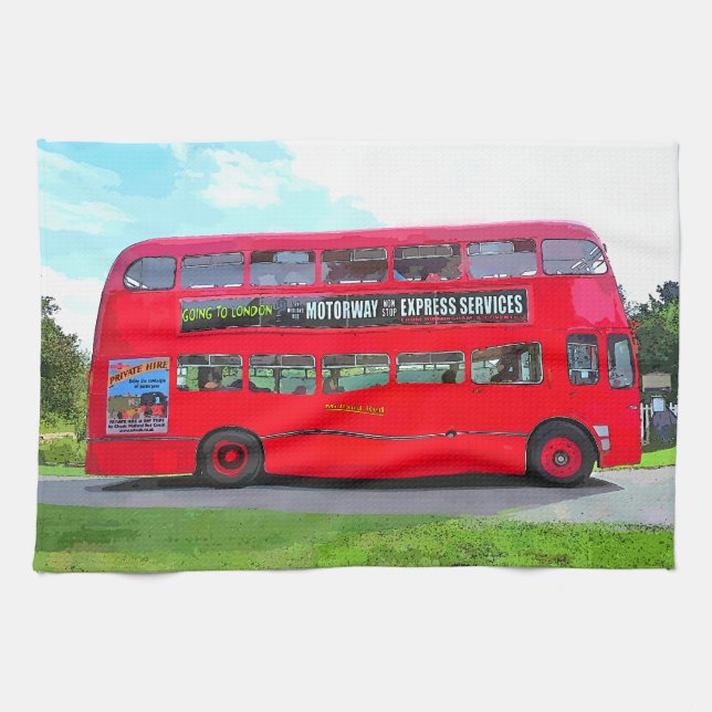BRITISH RED BUS KITCHEN TOWEL (Horizontal)