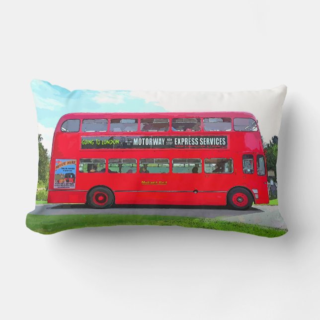 BRITISH RED BUS LUMBAR PILLOW (Front)