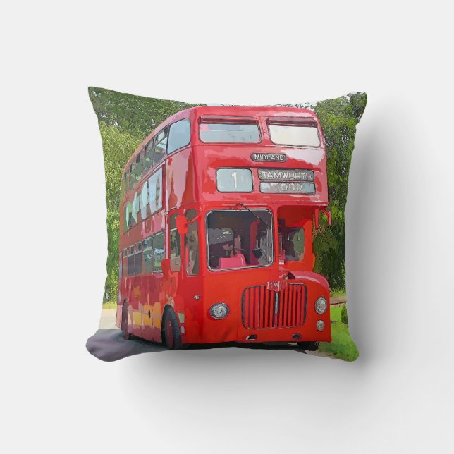 BRITISH RED BUS THROW PILLOW (Front)