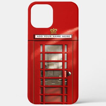 British Red Telephone Booth Personalized Iphone 12 Pro Max Case by EnglishTeePot at Zazzle