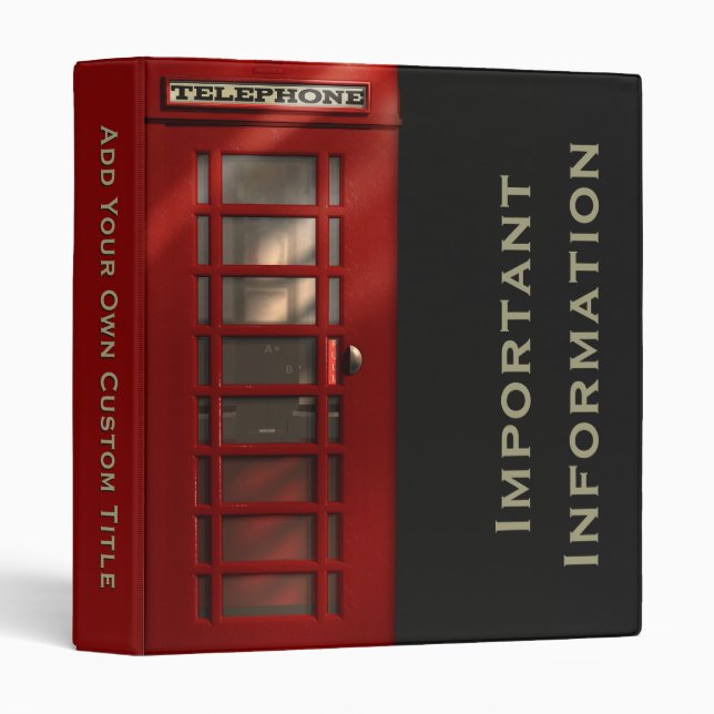 British Red Telephone Box Binders (Front/Spine)