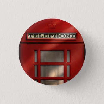 British Red Telephone Box Button by EnglishTeePot at Zazzle