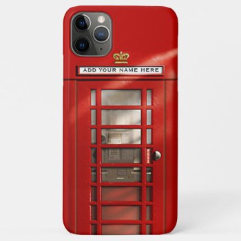 British Red Telephone Box Personalized Iphone 11 Pro Max Case by EnglishTeePot at Zazzle