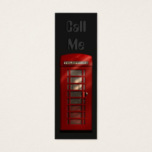 Customizable British Red Telephone Box Skinny Profile Cards Business Card Template