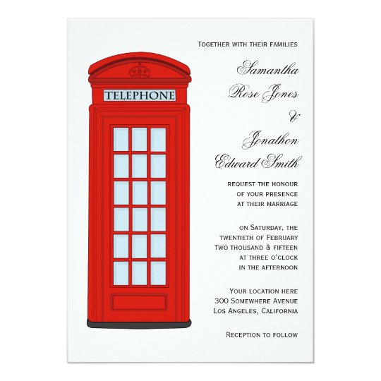 British Red Telephone Box Wedding Invitation