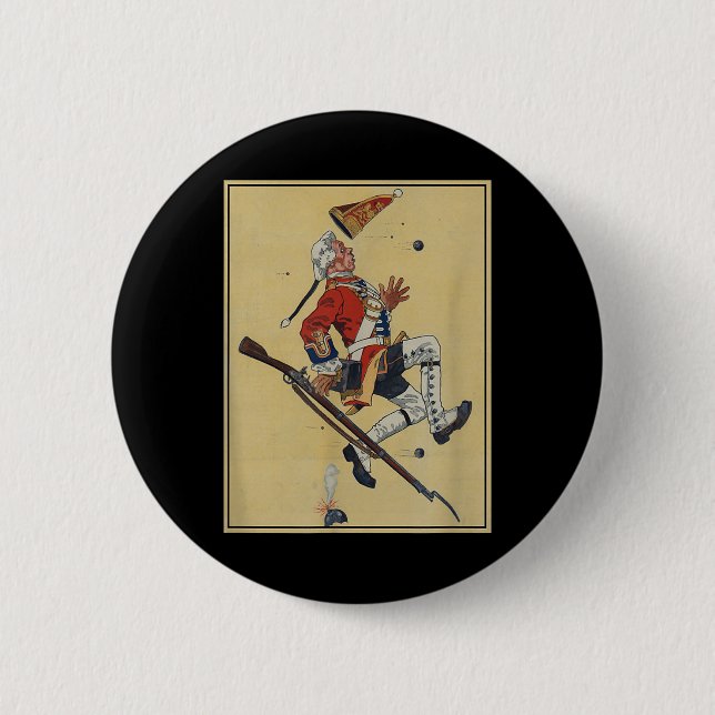 British Redcoat Soldier Dodges Bullets - American  Button (Front)