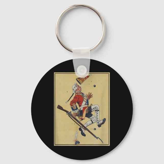 British Redcoat Soldier Dodges Bullets - American  Keychain (Front)