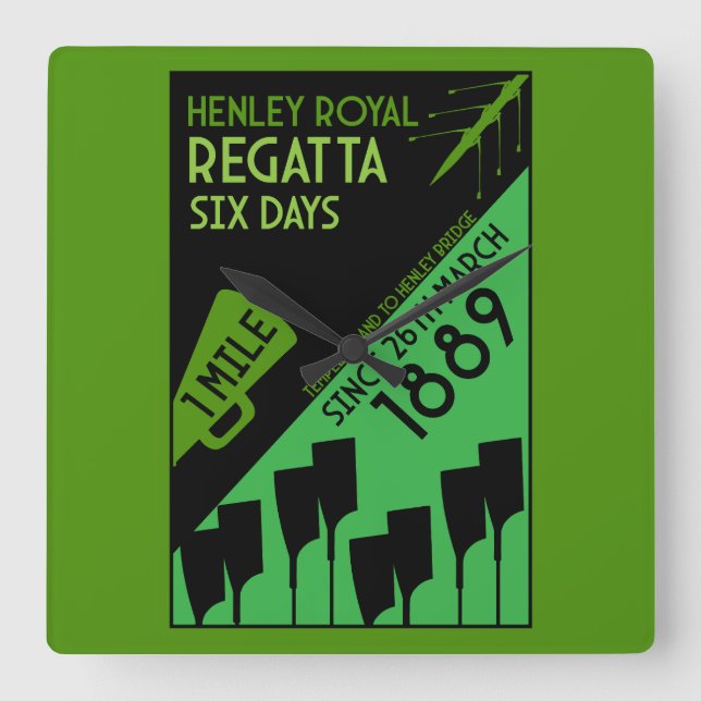 British River Thames Regatta Square Wall Clock (Front)