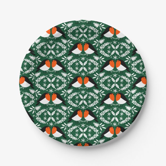 British Robin Redbreast Paper Plates (Front)