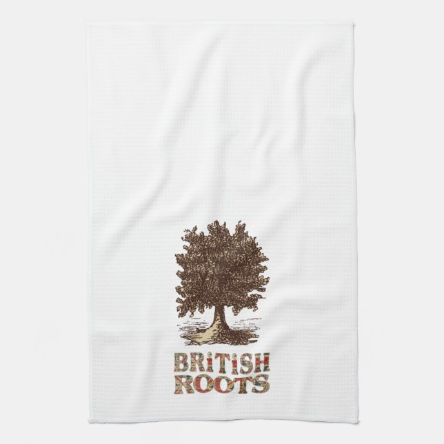 British Roots Family Tree Tea Towel Kitchen Towel (Vertical)