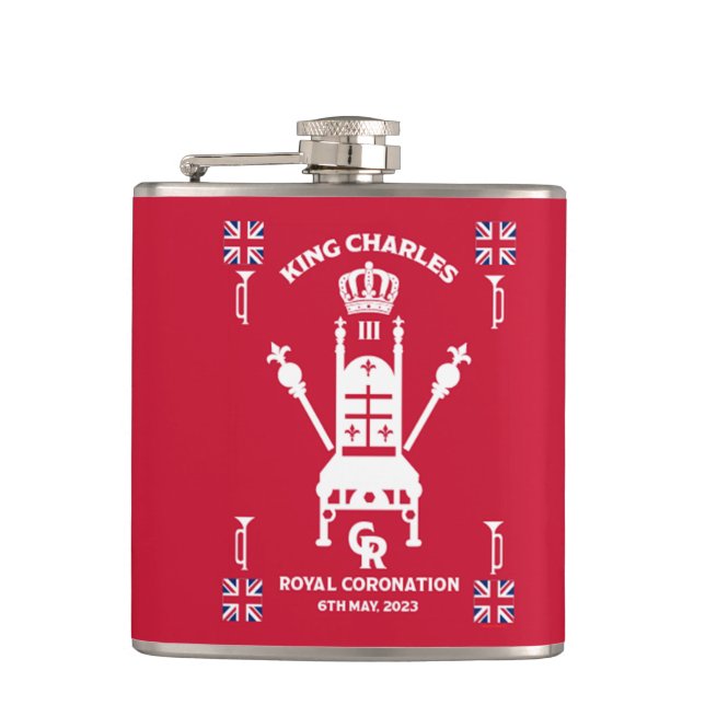 British Royal Coronation King Charles III    Hip F Flask (Front)