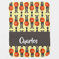 British royal guards pattern on yellow baby blanket