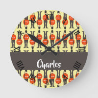 British royal guards pattern on yellow round clock