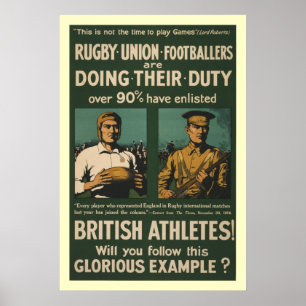 British rugby, football players call for duty poster