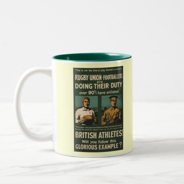 British rugby, football players call for duty Two-Tone coffee mug (Left)