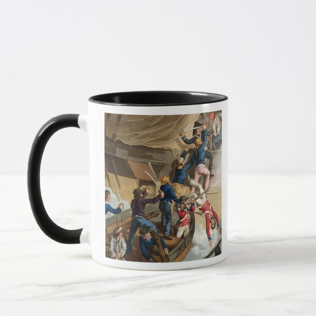 British Sailors Boarding a Man of War, engraved by Mug (Left)