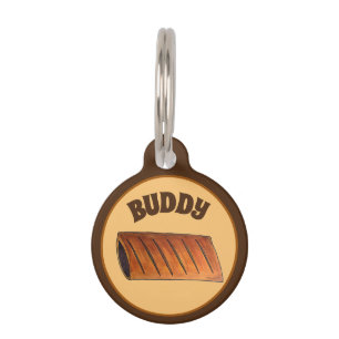 British Sausage Roll Savoury Pastry Weiner Dog Pet ID Tag