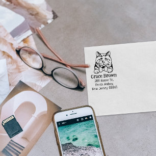 British short hair Cat Return Address Pet Rubber Stamp