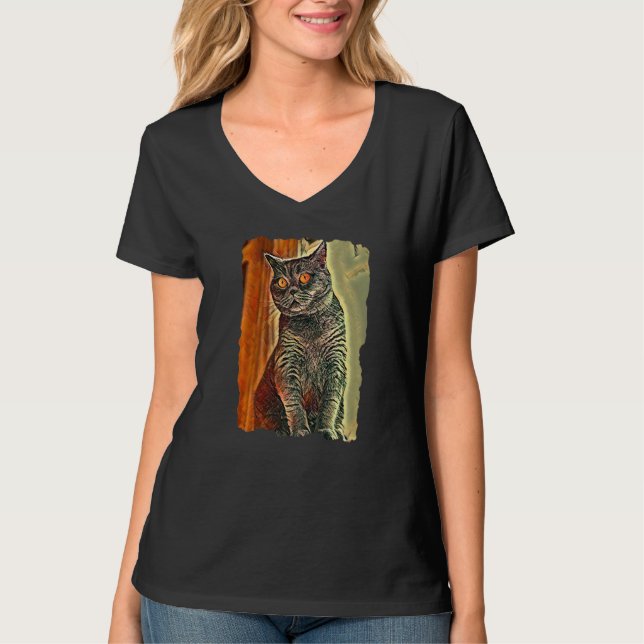 British Shorthair Cat Cute Cats Mom And Cat Dad T-Shirt (Front)