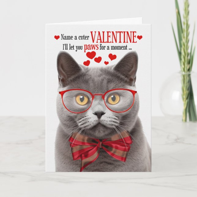 British Shorthair Cat Feline Humor Valentine's Day Holiday Card (Front)