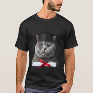 British Shorthair Cat Graduation Ceremony Cap Grad T-Shirt