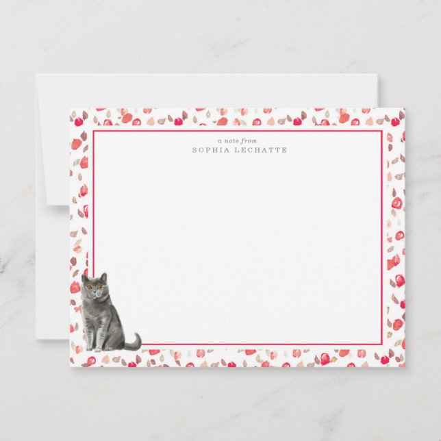 British Shorthair Cat Personalized Stationery Note Card (Front)