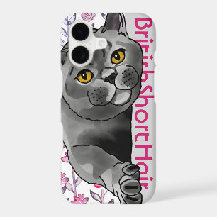 British Shorthair Cat + Pet Name iPhone 17 Case