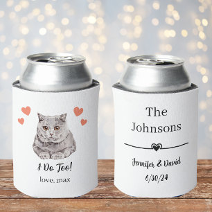 British Shorthair Cat Pet Wedding Can Cooler Favor