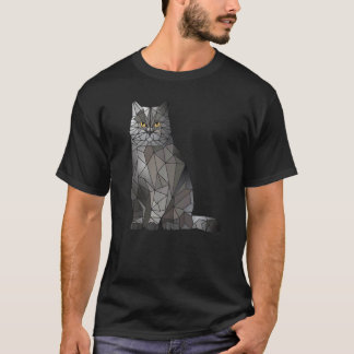 British Shorthair Cat Polygon Geometric Kitten Gra T-Shirt