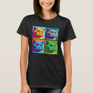 British Shorthair Cat Pop Illustration Colorful T-Shirt