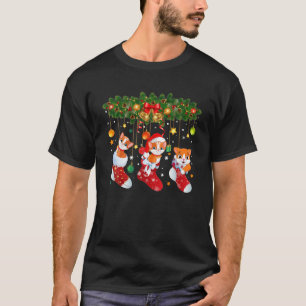 British Shorthair Cats In Christmas Sock Cat Lover T-Shirt