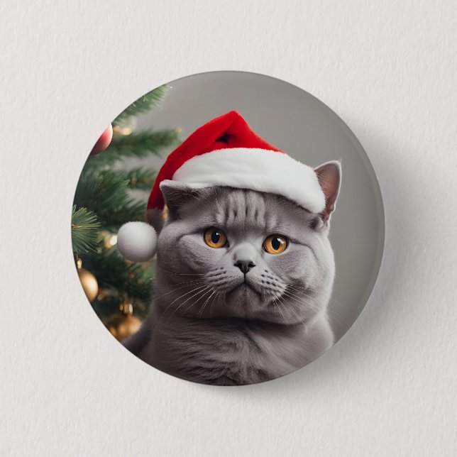 British Shorthair Christmas Button (Front)