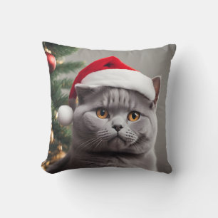 British Shorthair Christmas Throw Pillow