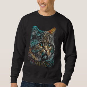 British Shorthair Colorful graphic Cat Dad Mom Sweatshirt