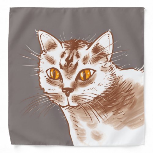 british shorthair silver tabby cat cartoon bandana