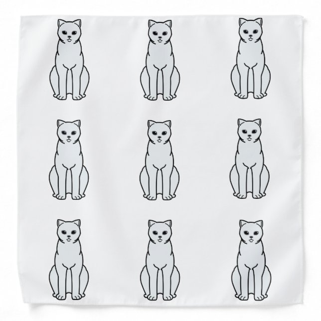 British Shorthair Tipped Cat Cartoon Bandana (Front)