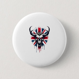 British Skull England UK Flag Premium T-Shirt (2) Button