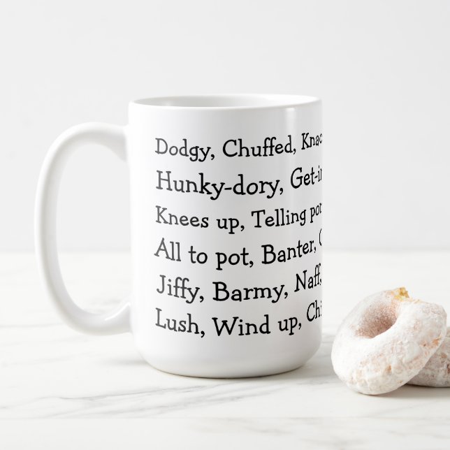 British Slang Coffee Mug (With Donut)